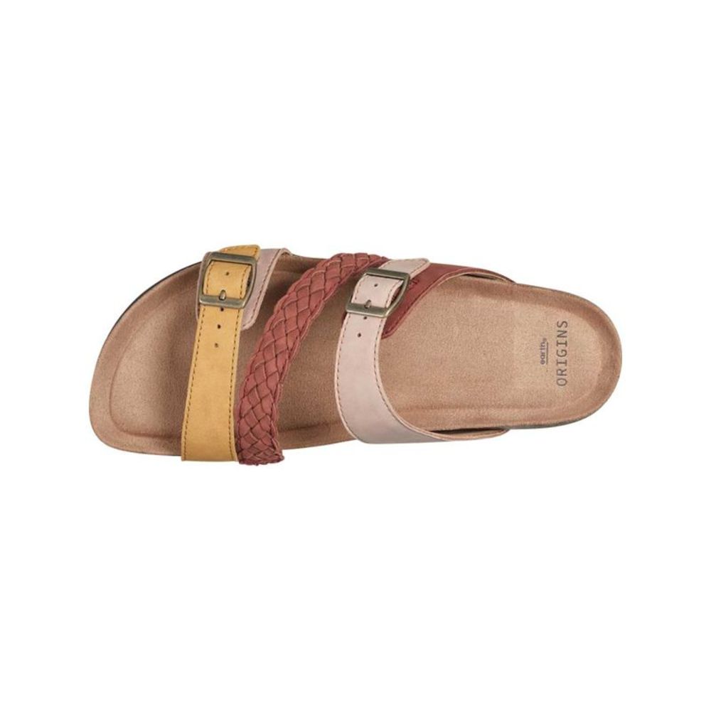 EARTH ORIGINS Womens Beige Oleen Toe Wedge Slip On Leather Slide Sandals 9.5 M - Picture 3 of 4